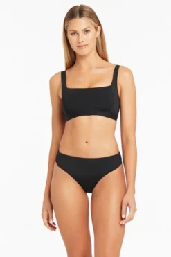 Black High Leg Bikini Bottoms Sustainable | Sea Level Australia