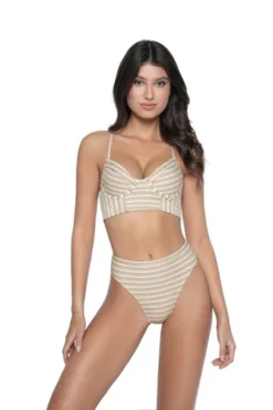 Striped High Waisted Bikini Bottoms | PQ Swim