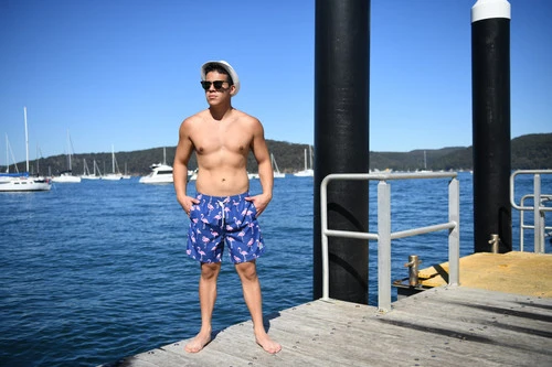 Flamingo Swim Trunks | Island Haze 2 Flamingo Swim Trunks | Island Haze - Image 2