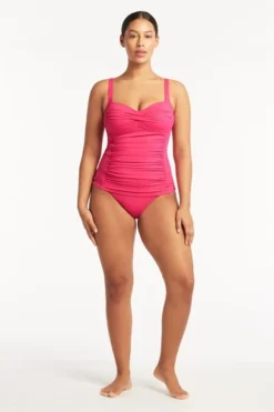 Hot Pink Tankini Top Sustainable | Sea Level Australia -Bikini Seperates file 26