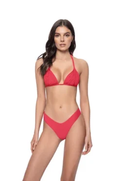 Red Triangle Bikini Top Macrame | PQ Swim