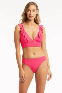 Pink Ruffle Bikini Set Sustainable | Sea Level Australia -Bikini Seperates file 439