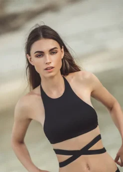 Black High Neck Bikini Set | Boamar -Bikini Seperates file 555