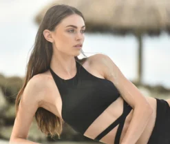 Black High Neck Bikini Set | Boamar -Bikini Seperates file 556