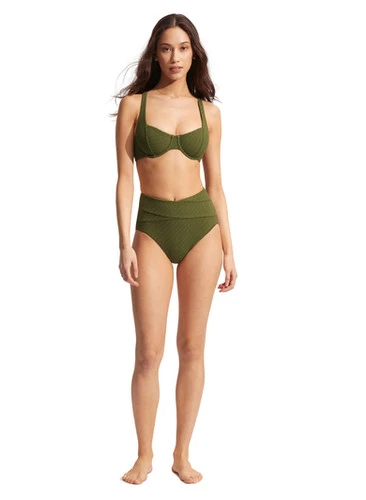 Green High Waist Bikini Bottoms Sustainable | Seafolly 8 Green High Waist Bikini Bottoms Sustainable | Seafolly - Image 8