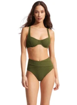Green High Waist Bikini Bottoms Sustainable | Seafolly 26 Green High Waist Bikini Bottoms Sustainable | Seafolly -Bikini Seperates file 597