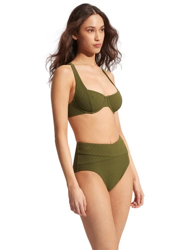 Green High Waist Bikini Bottoms Sustainable | Seafolly 14 Green High Waist Bikini Bottoms Sustainable | Seafolly - Image 14