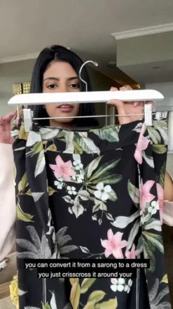 Black Floral Cover Up Convertible Sustainable | PQ Swim -Bikini Seperates file 62