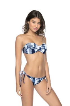 Blue Bikini Tie Dye Bandeau Top | PQ Swim