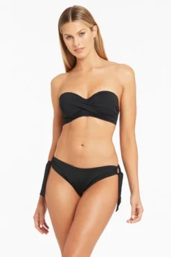 Black Side Tie Bikini Bottoms Sustainable | Sea Level Australia -Bikini Seperates file 843