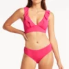Pink Ruffle Swimsuit Top Sustainable | Sea Level Australia