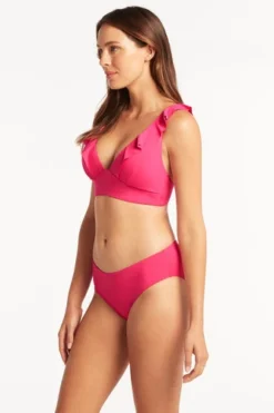 Pink Ruffle Swimsuit Top Sustainable | Sea Level Australia -Bikini Seperates file 967