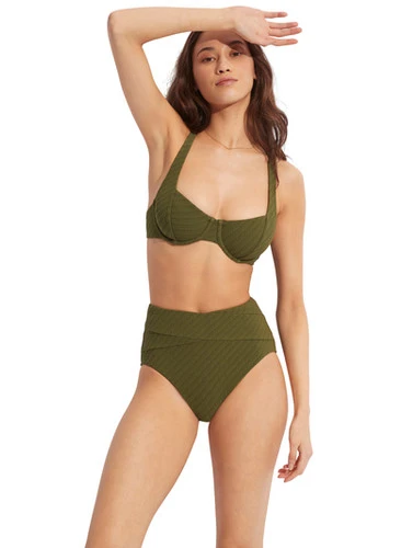 Green High Waist Bikini Set Sustainable | Seafolly 8 Green High Waist Bikini Set Sustainable | Seafolly - Image 8