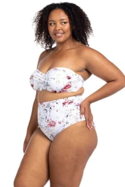 High Waisted Ruched Bikini Bottoms Floral | Artesands -Bikini Seperates file 992