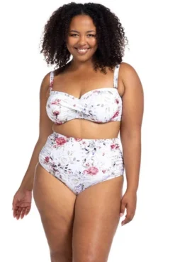 High Waisted Ruched Bikini Bottoms Floral | Artesands -Bikini Seperates file 993